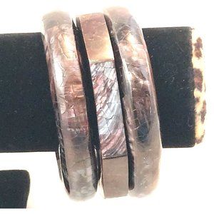 Vintage 1990s Bangle Bracelets Set Of 3 Brown Purple Iridescent Round Octagonal